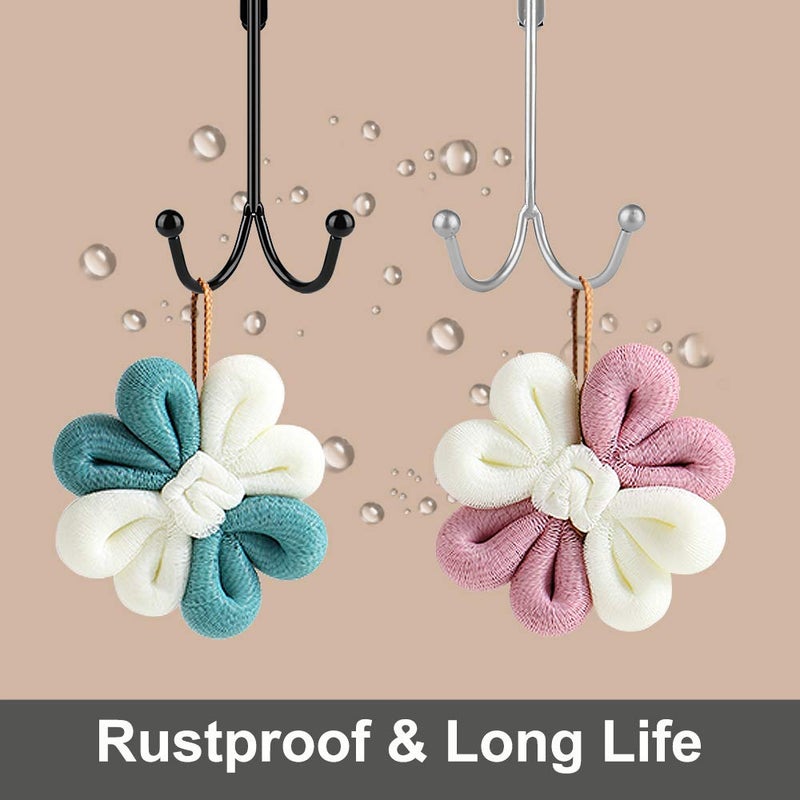 HFHOME 2Packs Over The Door Double Hanger Hooks, Metal Twin Hooks Organizer for Hanging Coats, Hats, Robes, Towels- Black - Image 5